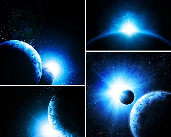 Collage de 4 photos avec planètes — Photo