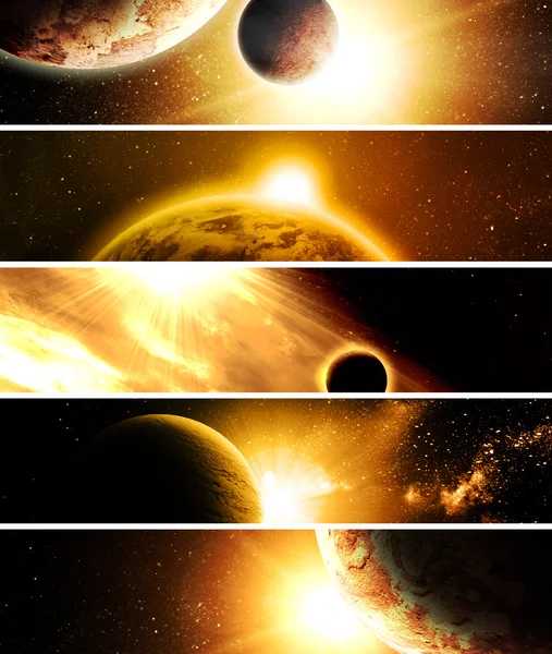 Collage of 5 pictures with planets — Stock Photo, Image