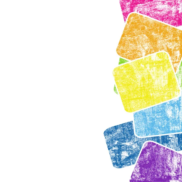 Grunge quadrados coloridos contra fundo branco — Fotografia de Stock