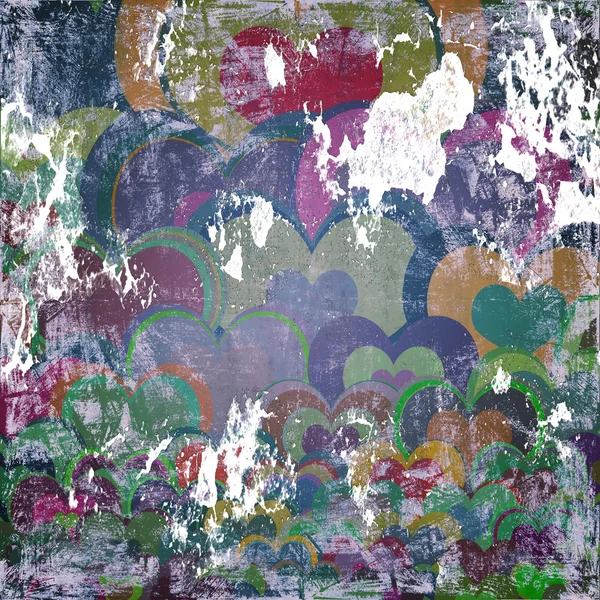 Grunge sfondo con cuori colorati — Foto Stock
