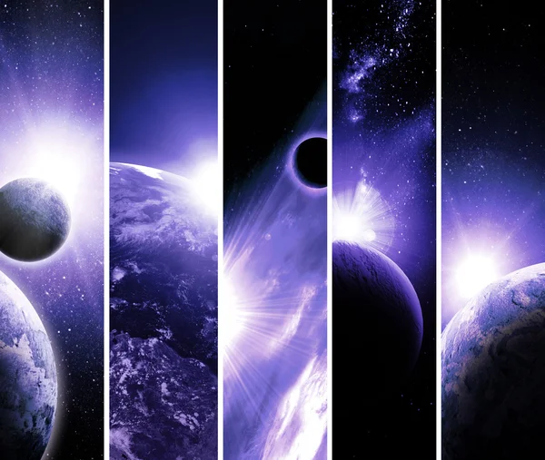 Collage de 5 imágenes con planetas —  Fotos de Stock