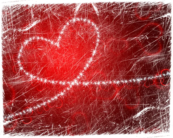 Grunge heart shape with stars — Stock Photo, Image