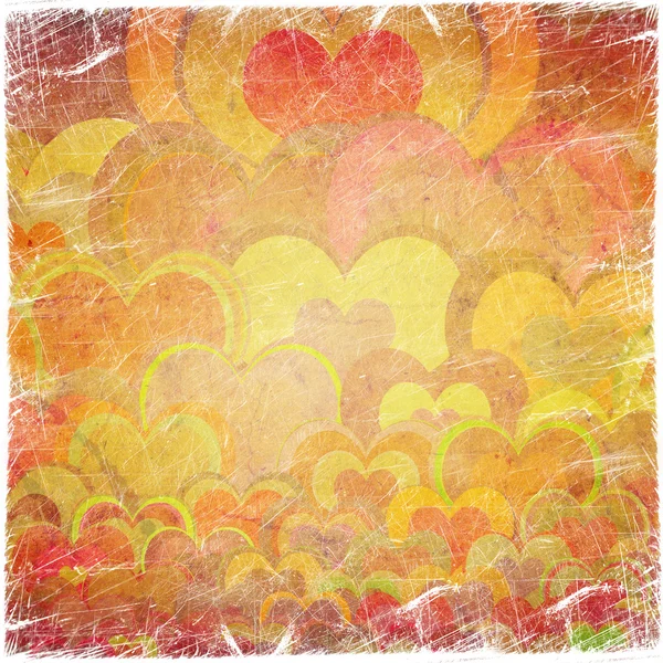 Grunge arka plan ile renkli Kalpler — Stok fotoğraf