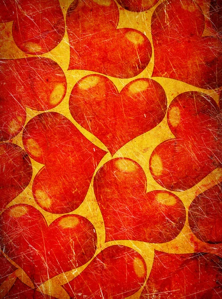 Red hearts on a grunge background — Stock Photo, Image