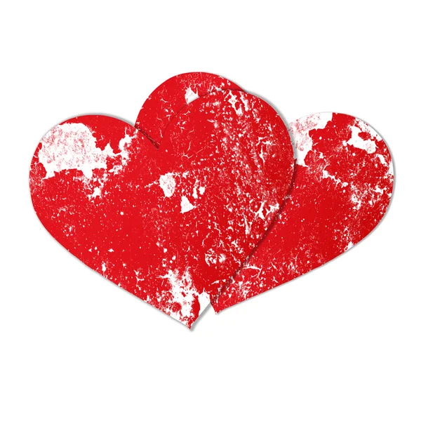 Iki kırmızı kağıt kalp — Stok fotoğraf