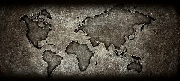 Carte du monde sur fond d'acier — Photo