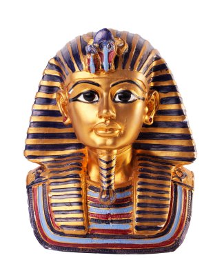 Beyaz arka planda izole tutankhamun heykeli