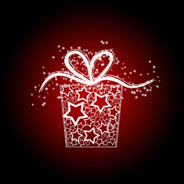 Vánoční přání s dárkový box vyrobený z hvězd — Stock fotografie