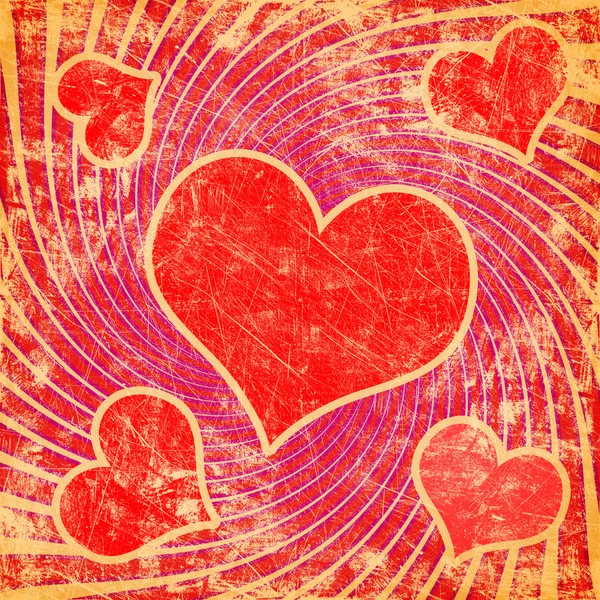 Красный бесшовный рисунок с гранж-сердцем — стоковое фото