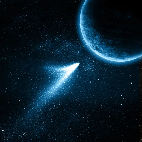 stock image Comet flying to planet in space