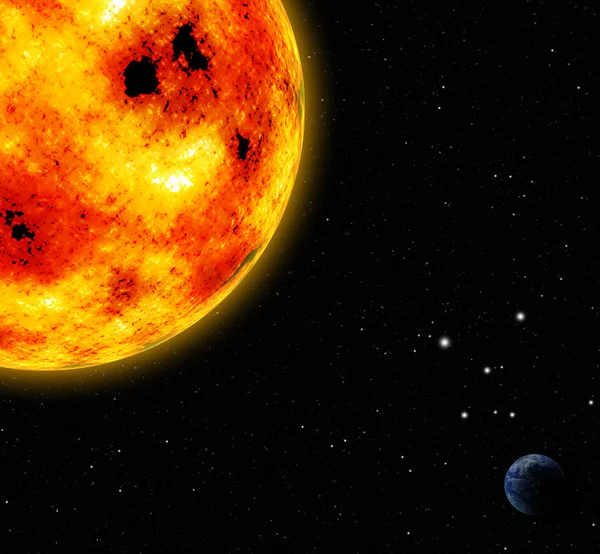 Nap más bolygókkal az űrben — Stock Fotó
