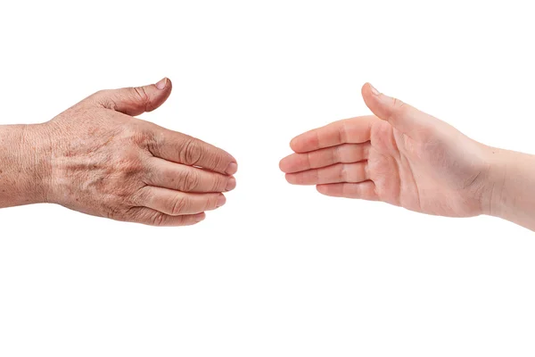 Mãos velhas e jovens — Fotografia de Stock