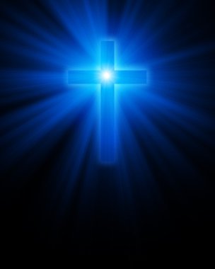 Mavi parlayan Hıristiyan çapraz