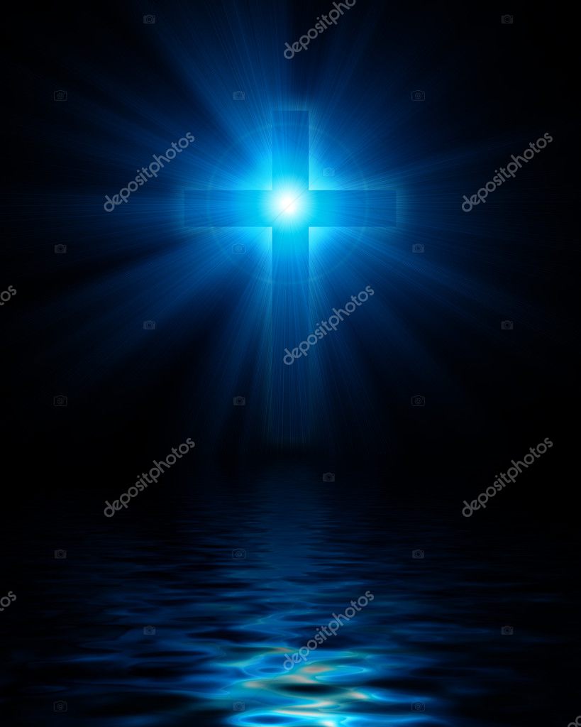 Blue glowing christian cross — Stock Photo © denisovd #9324541