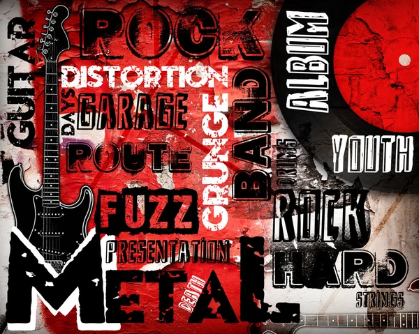 Плакат рок-музики на червоній стіні — стокове фото