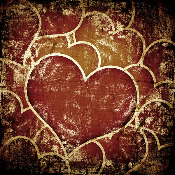 Grunge καλλιτεχνικό υπόβαθρο με καρδιές — Φωτογραφία Αρχείου