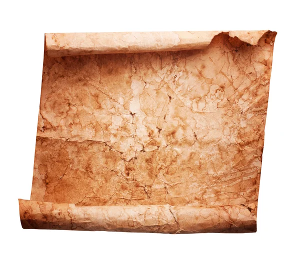 Rolă de epocă de fundal pergament izolat pe alb — Fotografie, imagine de stoc