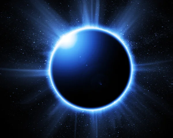 Éclipse solaire sur fond noir — Photo