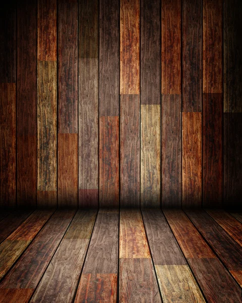 Wooden wall and floor in the room — Stock Photo, Image