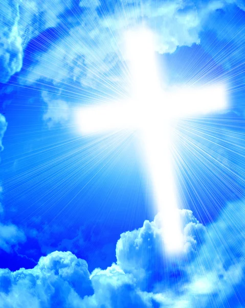 Glowing cross in sky — Stock Photo, Image