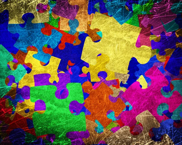 Fond grunge avec des puzzles colorés — Photo