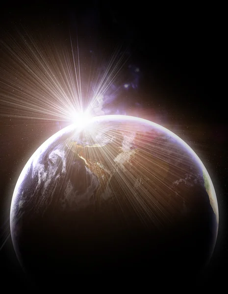 Planeta com um flash de sol, fundo abstrato — Fotografia de Stock