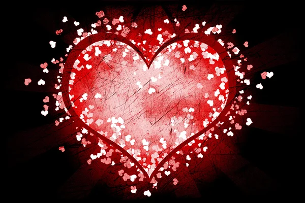 Καρδιά σε ένα κόκκινο backround με ρίγες — Φωτογραφία Αρχείου