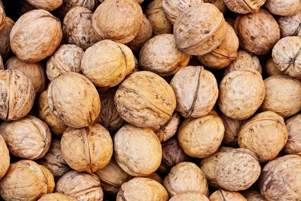 Closeup of a walnuts stack texture — Stock Photo, Image
