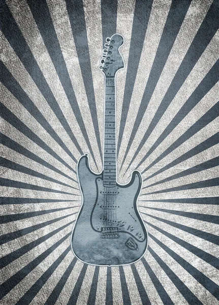 Ročník hudební pozadí s kytarou — Stock fotografie