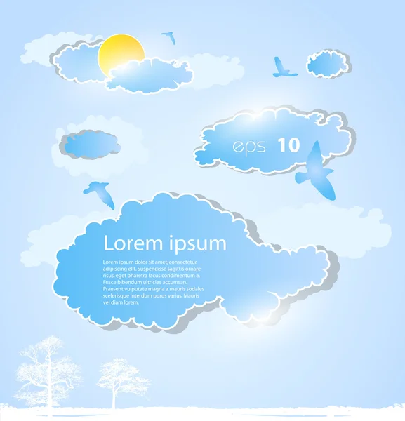 Fond météorologique avec nuages — Image vectorielle