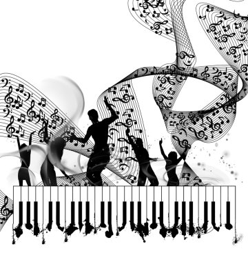 Grunge music piano background clipart