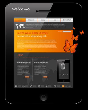 Editable website template, phone design clipart