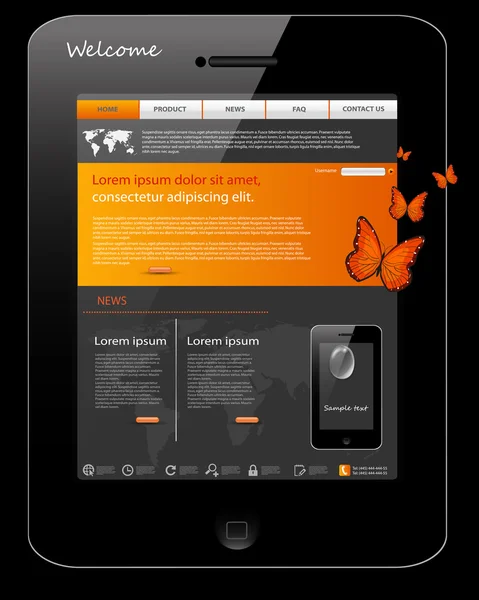 携帯電話のデザイン テンプレートの編集可能なウェブサイト — ストックベクタ