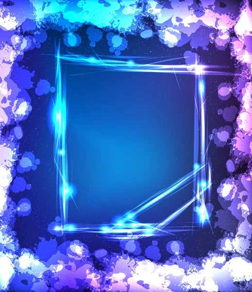 Neon světlo splater rám — Stockový vektor