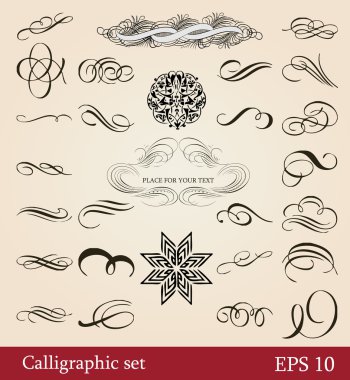 Vector set, calligraphic design elements and page decoration