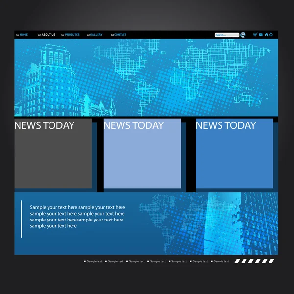 Modèle de site Web avec globe — Image vectorielle