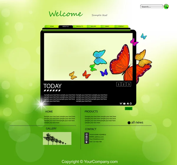 Vector Sitio web Plantilla de diseño de naturaleza — Vector de stock