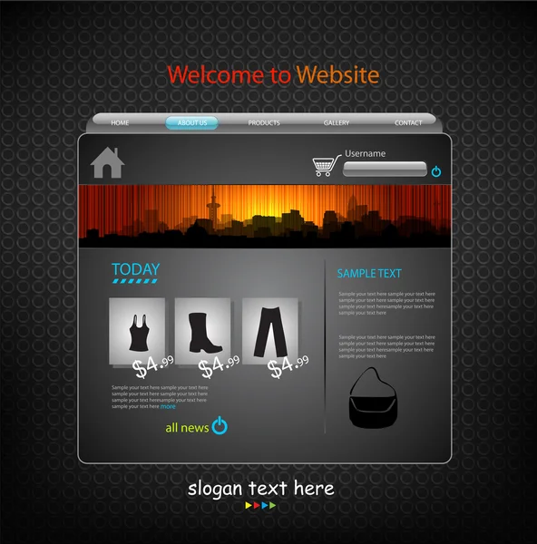 Χρώμα ιστοσελίδα πρότυπο μοντέρνο σχεδιασμό — Διανυσματικό Αρχείο