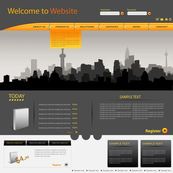 Modelo de design de web site vetorial — Vetor de Stock