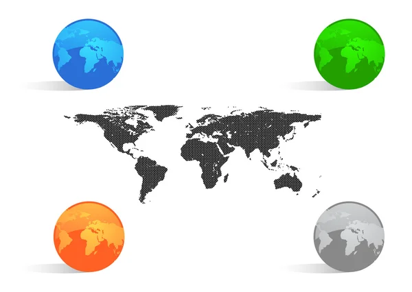 Globe et carte détaillée du monde — Image vectorielle