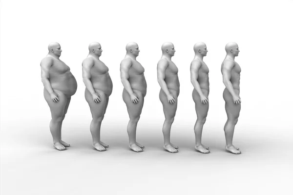 Diete uomo, fitness design - rendering 3D — Foto Stock