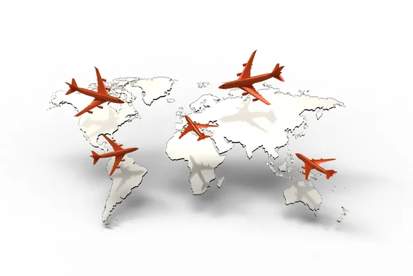 stock image Air travel around the globe, 3d render