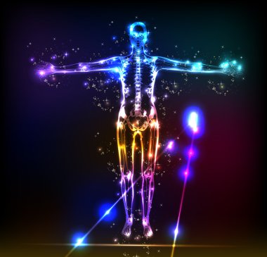 Abstract human body background neon design clipart
