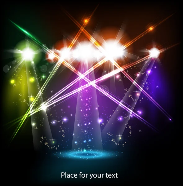 Banner neon fundo palco de luz para o seu texto —  Vetores de Stock