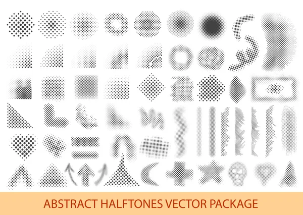 Ilustración vectorial con diferentes patrones de medio tono — Vector de stock