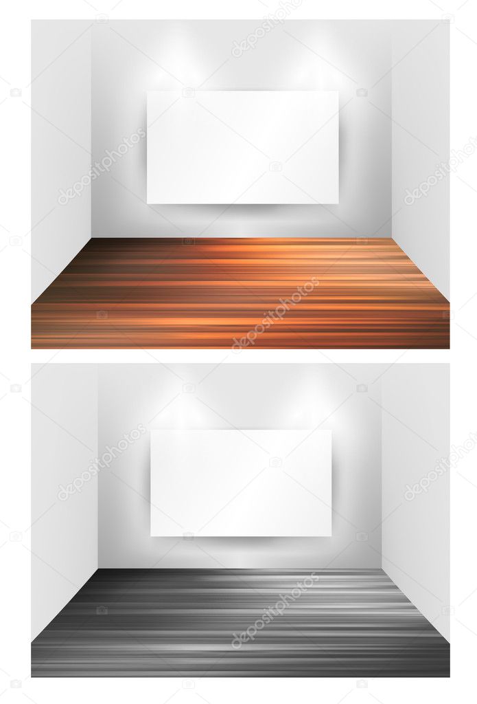 Museum gallery Interior frames with wood floor, easily editable