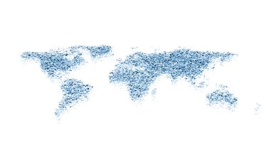 Dünya Haritası, mavi su damlaları - beyaz arka plan üzerinde izole
