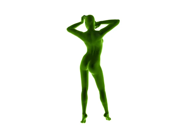 Mujer ejecutar 3Dgrass renderizado Ilustración —  Fotos de Stock