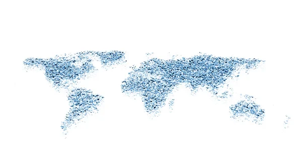 Παγκόσμιο χάρτη, μπλε σταγόνες νερό - απομονώνονται σε λευκό φόντο — Φωτογραφία Αρχείου