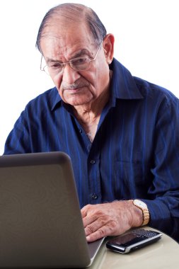 East Indian Man on Computer clipart